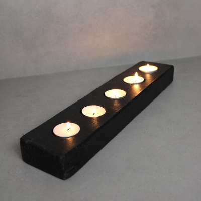 Theelichthouder hout zwart | Original home
